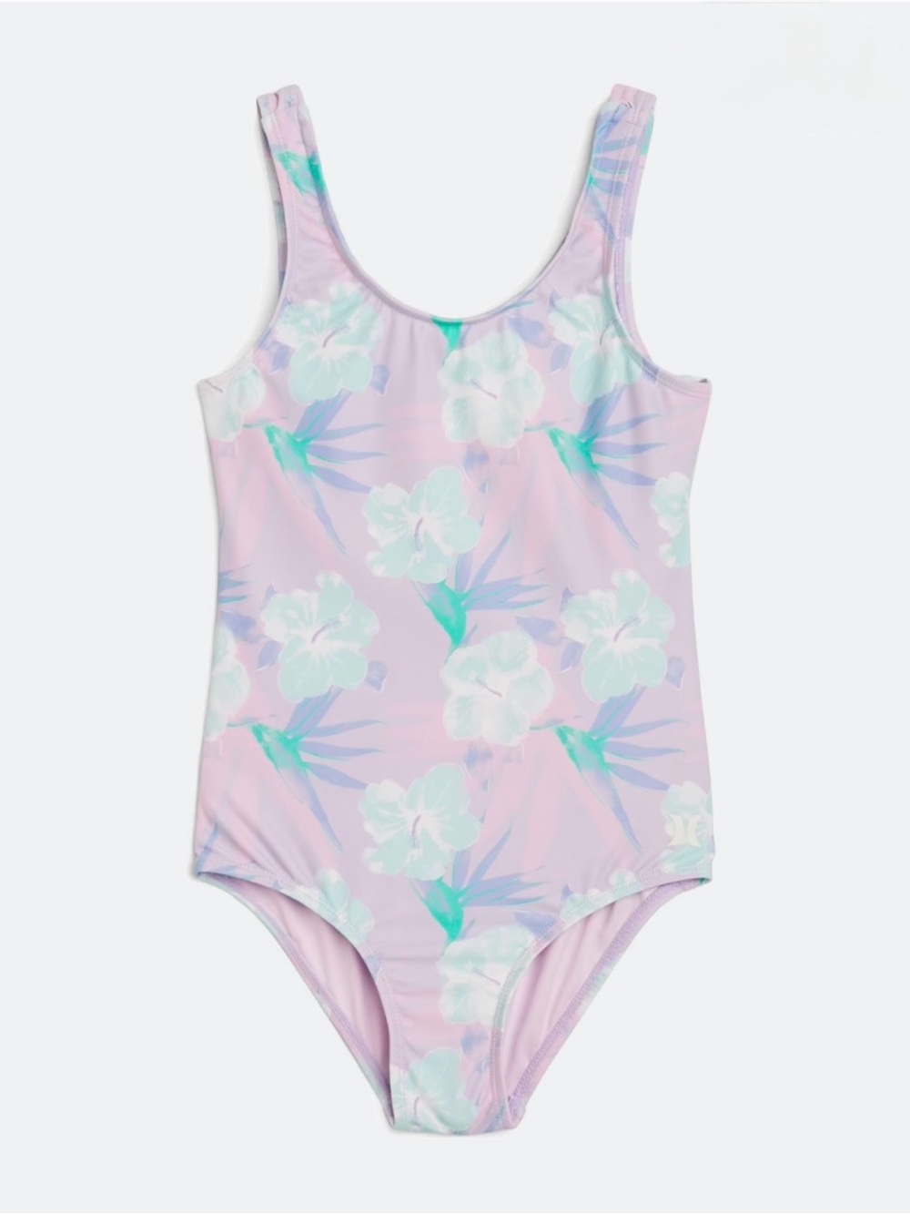 NWT Hurley Girls Pink Floral Twist Back One-Piece Swimsuit Size L